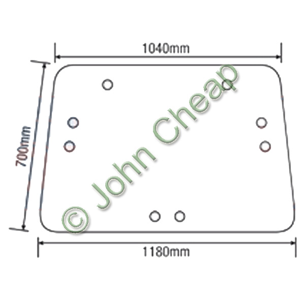 Upper rear glass - 8 holes - AL113822 & L36075
